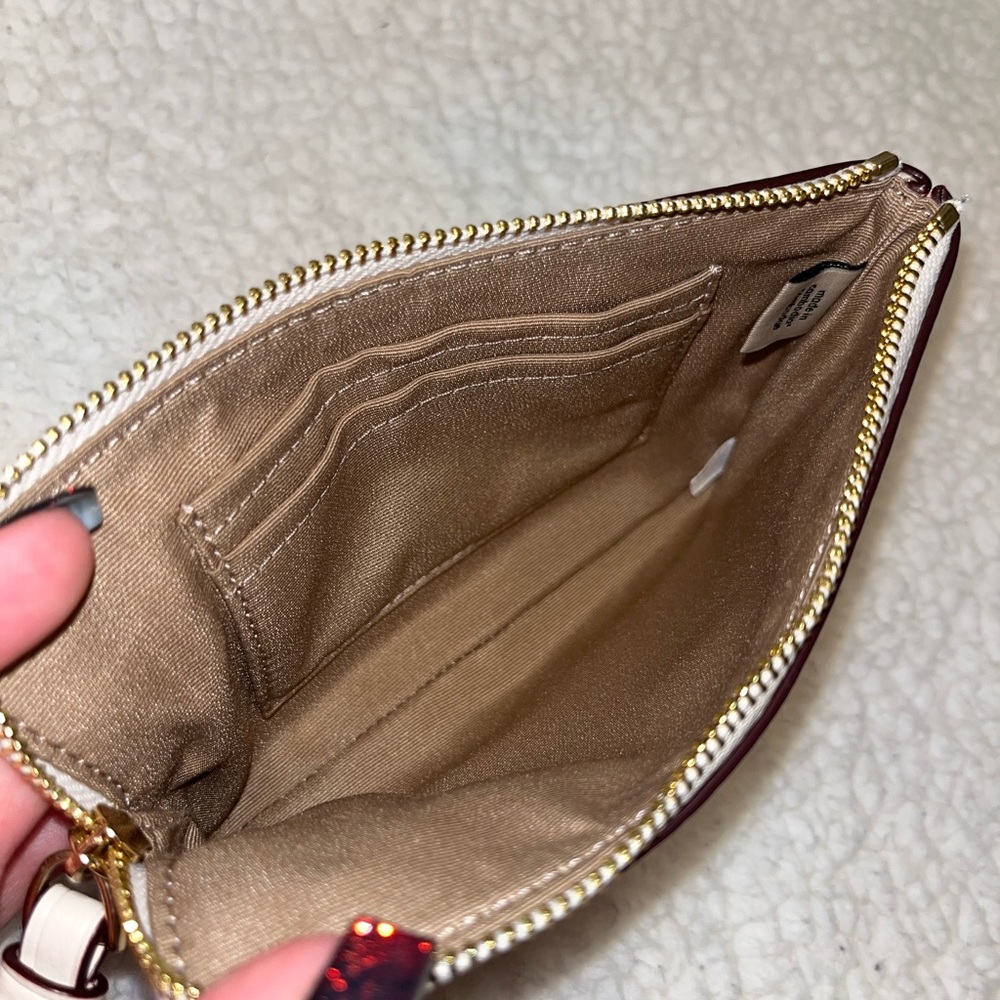 Coach Strawberry Fruit Print Leather Wristlet - Picture 3 of 3